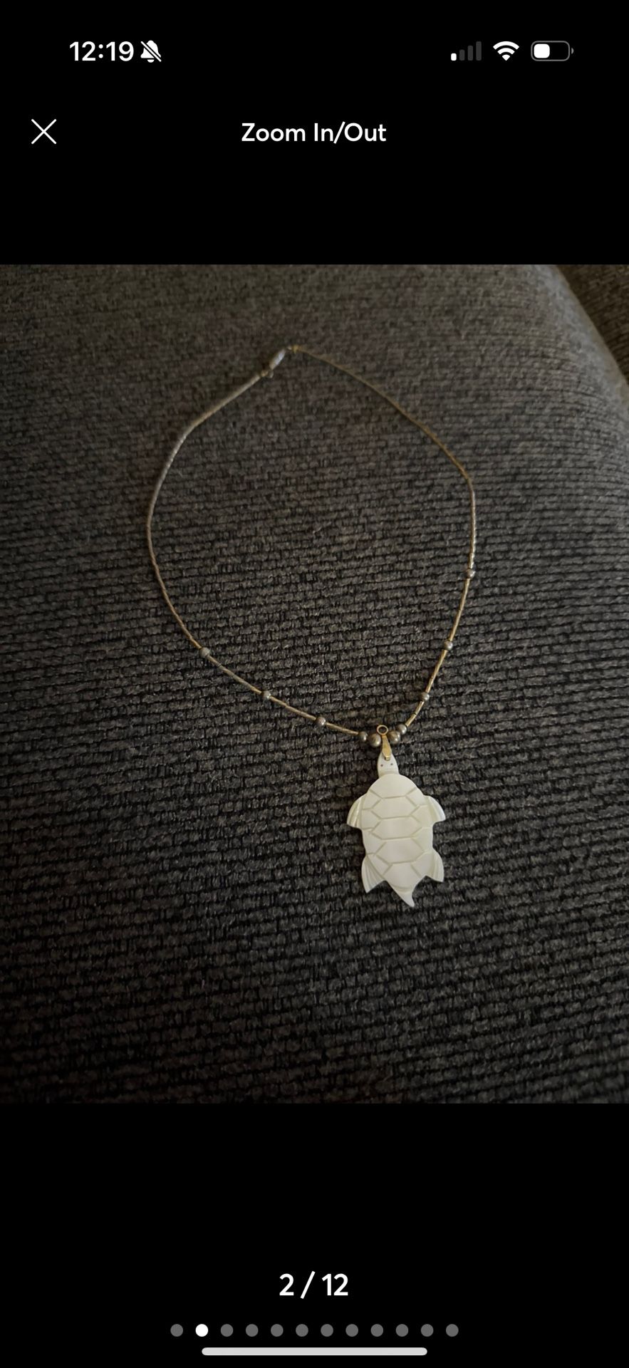 mother of pearl carved turtle shell silver necklace