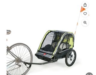 Allen Sports Deluxe 2-Child Bicycle Trailer & Stroller, max capacity 100 lbs, Model AS2, Green