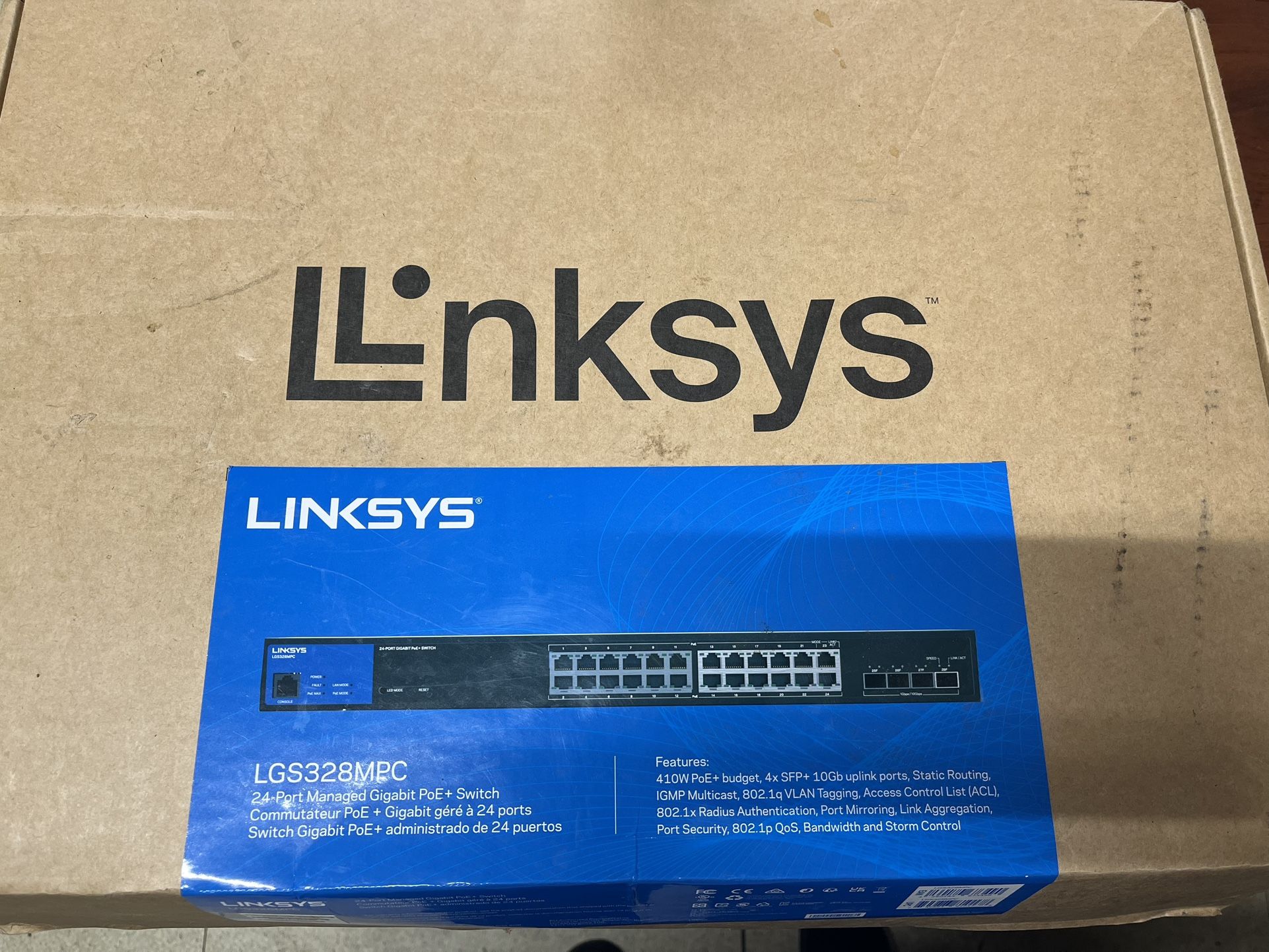 Linksys LGS328MPC 24-port managed Ge Por Switch 4 10g SFP 410w TAA