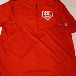Men's Size Extra Large St Louis Cardinals Short-sleeve Pullover Half Zip Jacket Jersey
