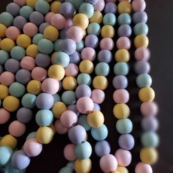 2 Easter Pastel Colors Wood Bead Garland 6ft (Price Is For 2)