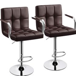 Set Of Two Brown Barstools 615169
