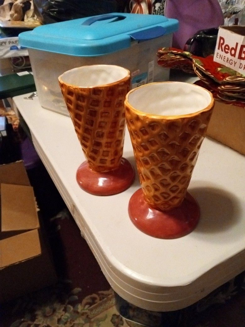 Waffle Ice Cream Cone Sundae Dishes