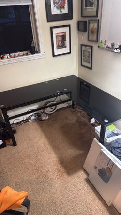 Black Glass L shaped computer desk