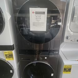 5.0 cu. ft. Washer 7.8 cu. ft. Dual Inverter Heat Pump Ventless Dryer Electric Laundry Center in Black Steel