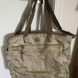 Large Coach Diaper Tote Bag Gold