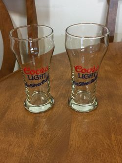 Pair of 1980’s Coors Silver Bullet draft beer glasses