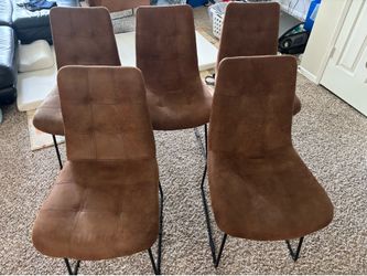 Crate & Barrel Brown suede leather dining chair