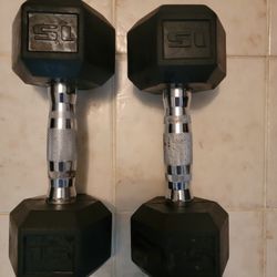 15 Lb Hex Dumbbell Set Rubber Coated 