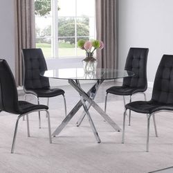 New Box Glass Jetta Model 1172 5pc Modern Dining Table Set Mesa 