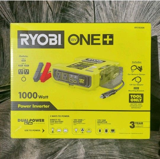 RYOBI ONE+ 18V 1000-WATT MAX 12-Volt AUTOMOTIVE POWER INVERTER TOOL ONLY RYi1030