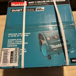 Makita Quiet Series 1 HP, 2 Gallon, Oil-Free, Electric Air Compressor