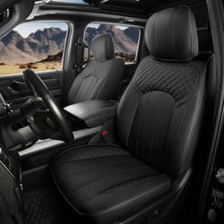 Seat Covers for Dodge Ram 2024 2023 2022 2021 2020 2019 1500 Crew Cab New Body, Leather Seat Cover Limited Longhorn Rebel Laramie Big Horn Tradesman T