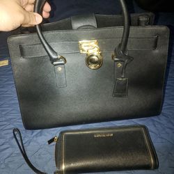 •○□■☆▪︎¤《Womens Mk Tote & Wallet Black & Gold Trim》》•○●□■☆▪︎