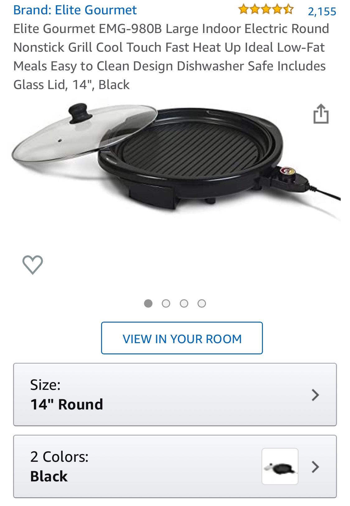 Electric indoor Grill with glass lid