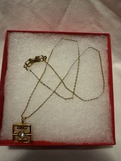 Gold Plated Givenchy Pendant And Necklace. 