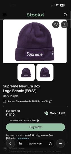 purple box logo supreme beanie