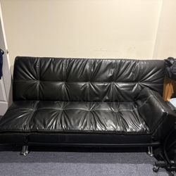 Black Leather Futon Sofa Bed
