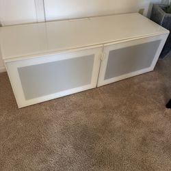 Media Console With Glass Doors And Glass Top