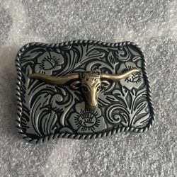 New Western Bull Head Belt Buckle in Black and Gold