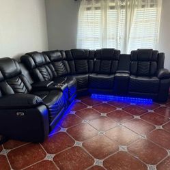 Sofá Seccional Reclinable Electrico ⭐️ Electric Recliner Sectional Sofa (FINANCING AVAILABLE/$0 DOWN PAYMENT)
