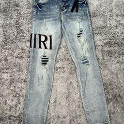 Amiri MX1 Leather Patch Jeans
