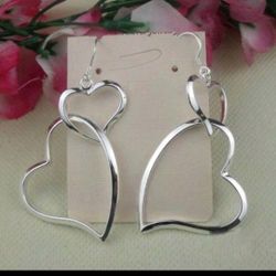 Double Heart Dangle Earrings