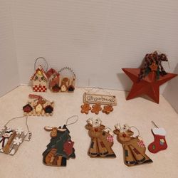 Wooden Vintage Wooden Christmas Ornaments 