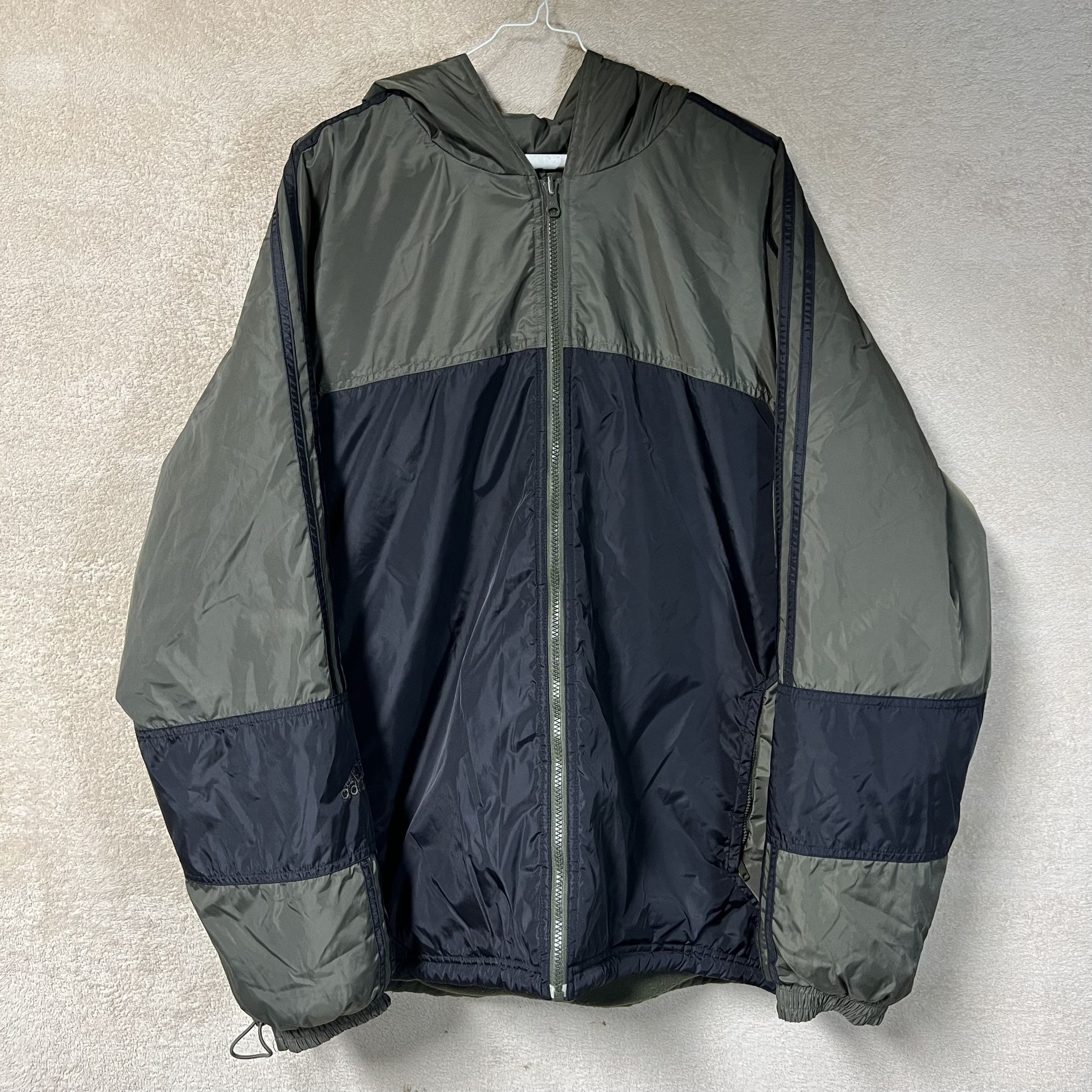 Vintage 90s Adidas Reversible Rain Jacket Mens Large Green Fleece Softshell