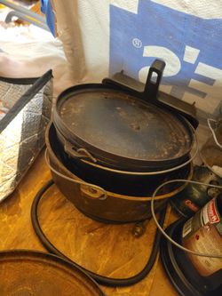 Cast iron Dutch pots and skillet