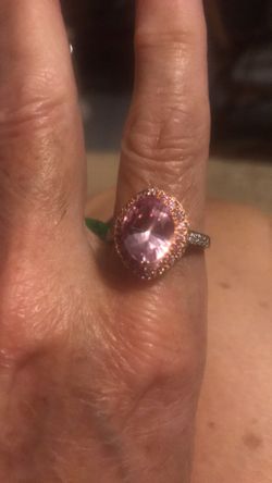 14k pink Topaz and diamond ring