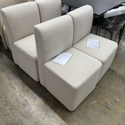 CHITA Dining Chairs with Casters Set of 4, FSC Certified Upholstered Armless Modern Rolling Dining Chairs with Rollers