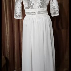 Beutiful long beige dress with lace size 4-6 small