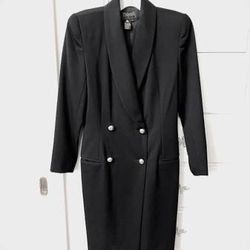 Vintage 1970's Black Premier Dresses 100% Wool Dress Size 4 Petite