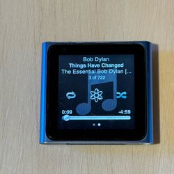 iPod Nano 6thGen 8GB Blue Model:A1366 Tested Good Batt w/Char-722Songs Read Blw!