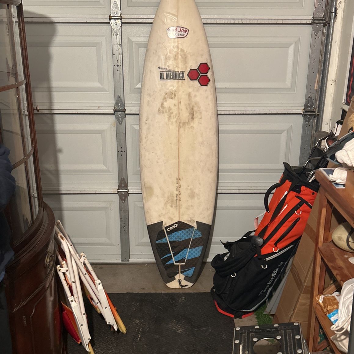 Surfboard: Al Merrick 6’3, 19.5 Liters. 2 Inches Thick