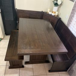 Jerome's Farmhouse Counter Height Dining Table Set with Matching Benches
