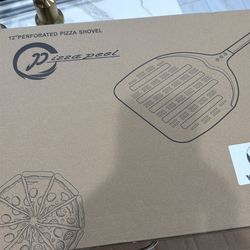 Professional Aluminum Pizza Paddle, 12 Inch Perforated, Restaurant Grade, Long Handle Non-Stick Metal Pizza Peel for Outdoor Oven