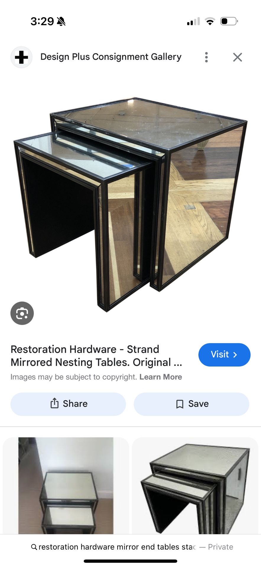 Restoration Hardware Mirror End Table
