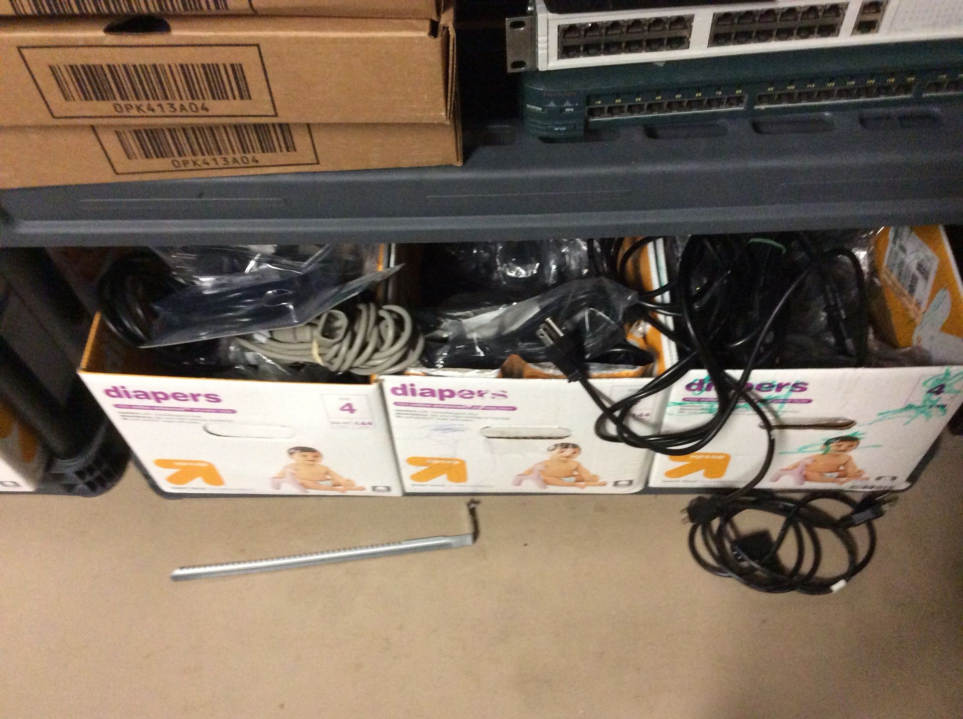 Lot of computer parts and cables