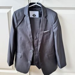 Kids Suit With Vest, Black And Bianco Size 7