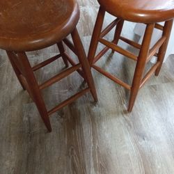 Two Solid Wood 24 Inch Stools