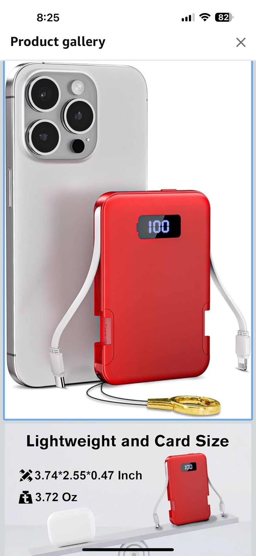 Portable Charger with Built in Cables, 5000mAh Slim Power Bank Travel Essential USB C External Battery Pack Compatible with iPhone, Android Phone etc