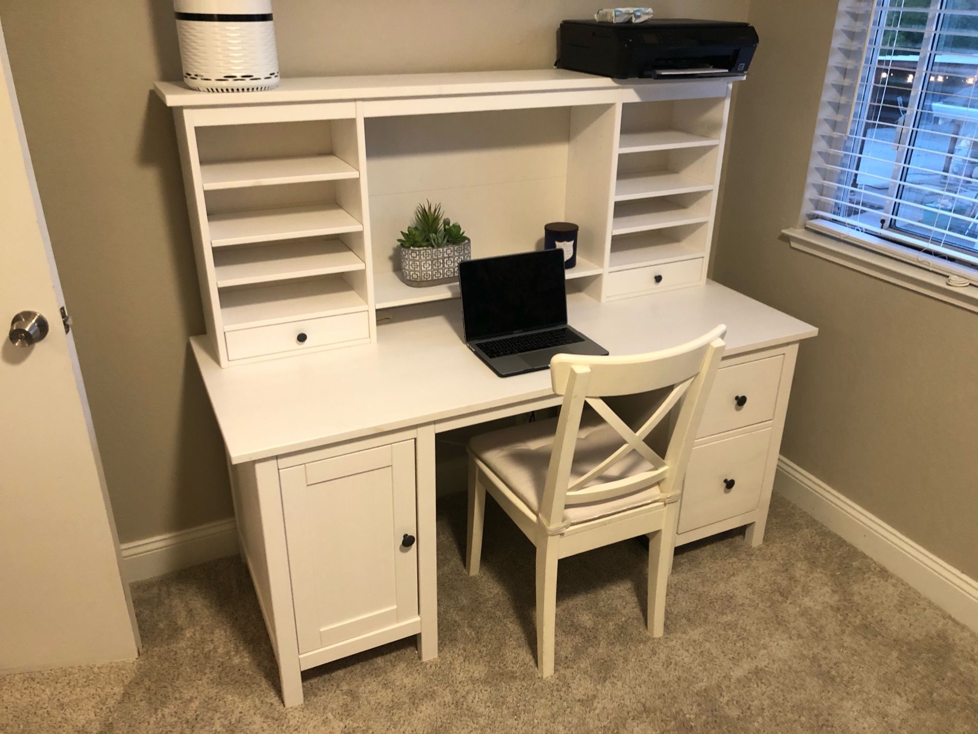 IKEA HEMNES Desk & hutch with chair included - WHITE