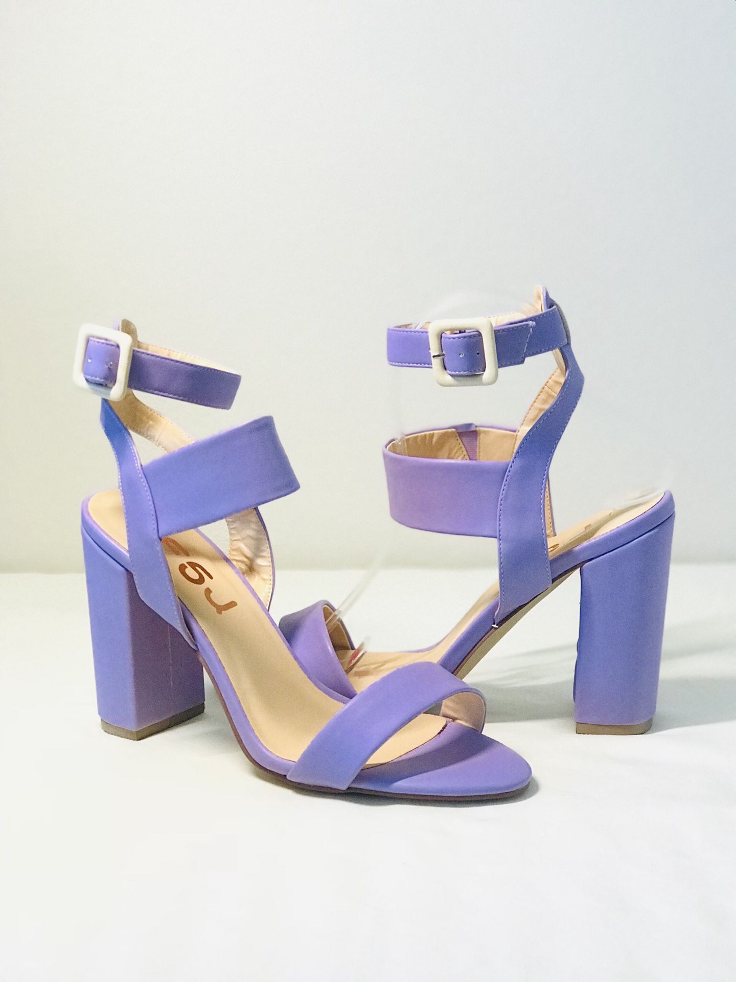 FSJ Size7.5 Brand New Block Heel Sandals Ankle Strap Heels