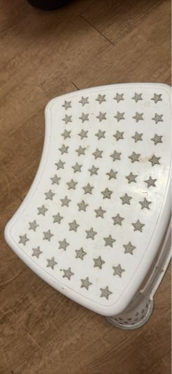 White Plastic Step Stool with Star Pattern