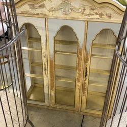 Rustic Glass And Wood Hutch Top