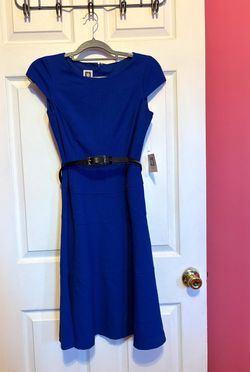 Anne Klein NWT Cobalt Blue Belted Sleeveless Dress Size 2