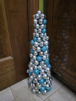 Teal and Silver tabletop Christmas Tree