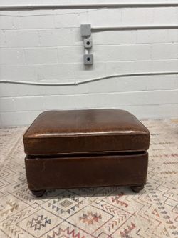 Restoration Hardware Leather Ottoman